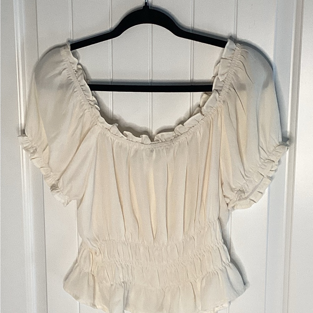 Papaya Cream Ruffle Blouse